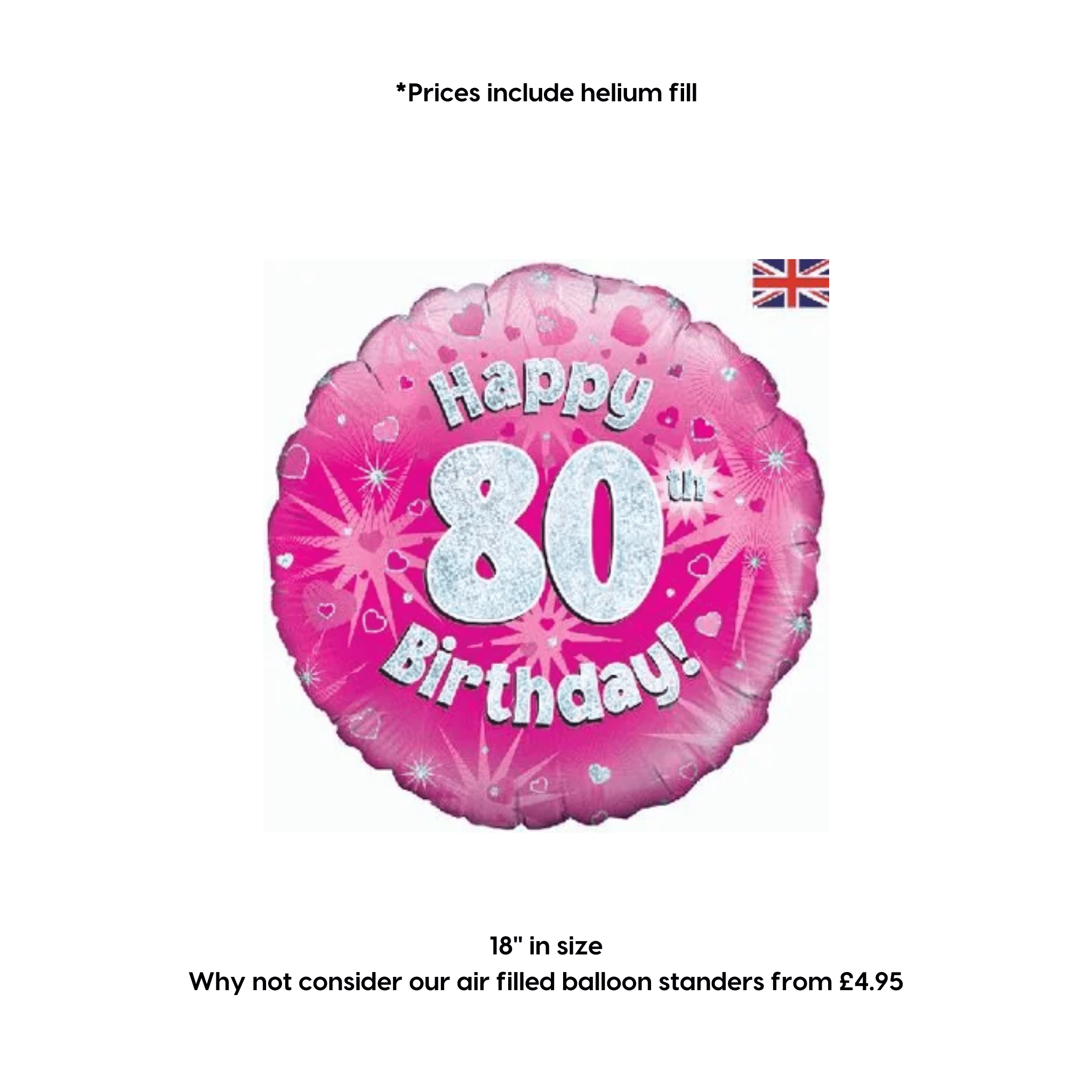 80th Birthday - Pink Sparkle Balloon | The Party Hut