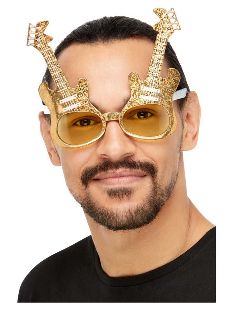 Electric Guitar Glasses, Gold | The Party Hut