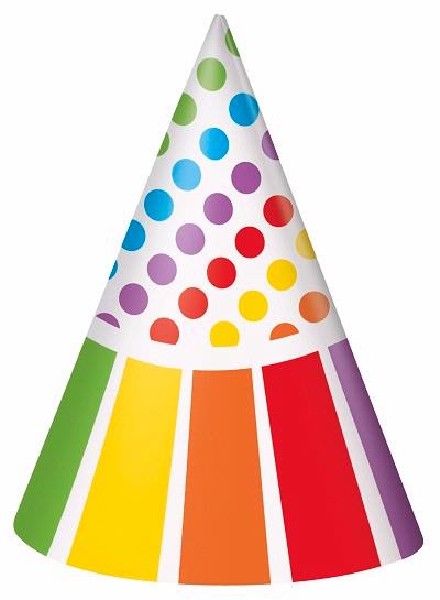 Rainbow Party Hats, Pack of 8 | The Party Hut