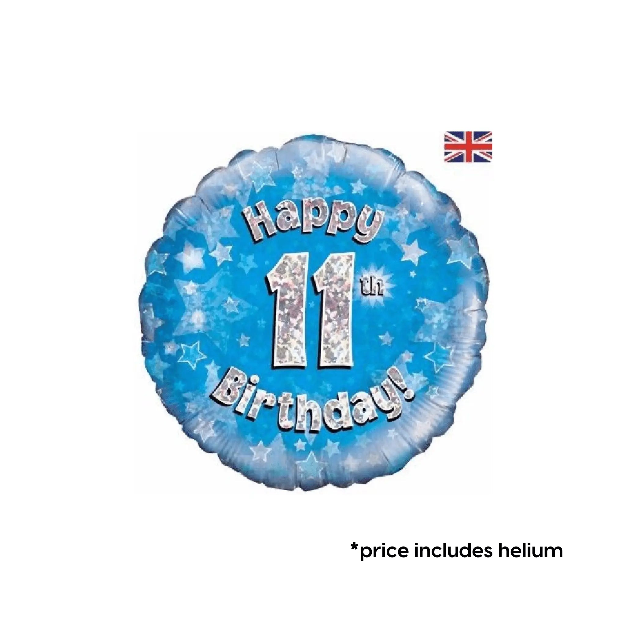 11th Birthday Balloon (Blue Sparkle) | The Party Hut