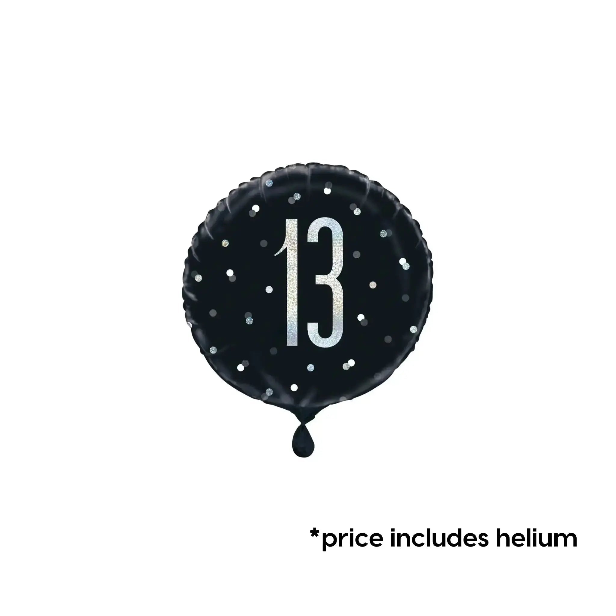 13th Birthday Balloon (Black Sparkle) | The Party Hut