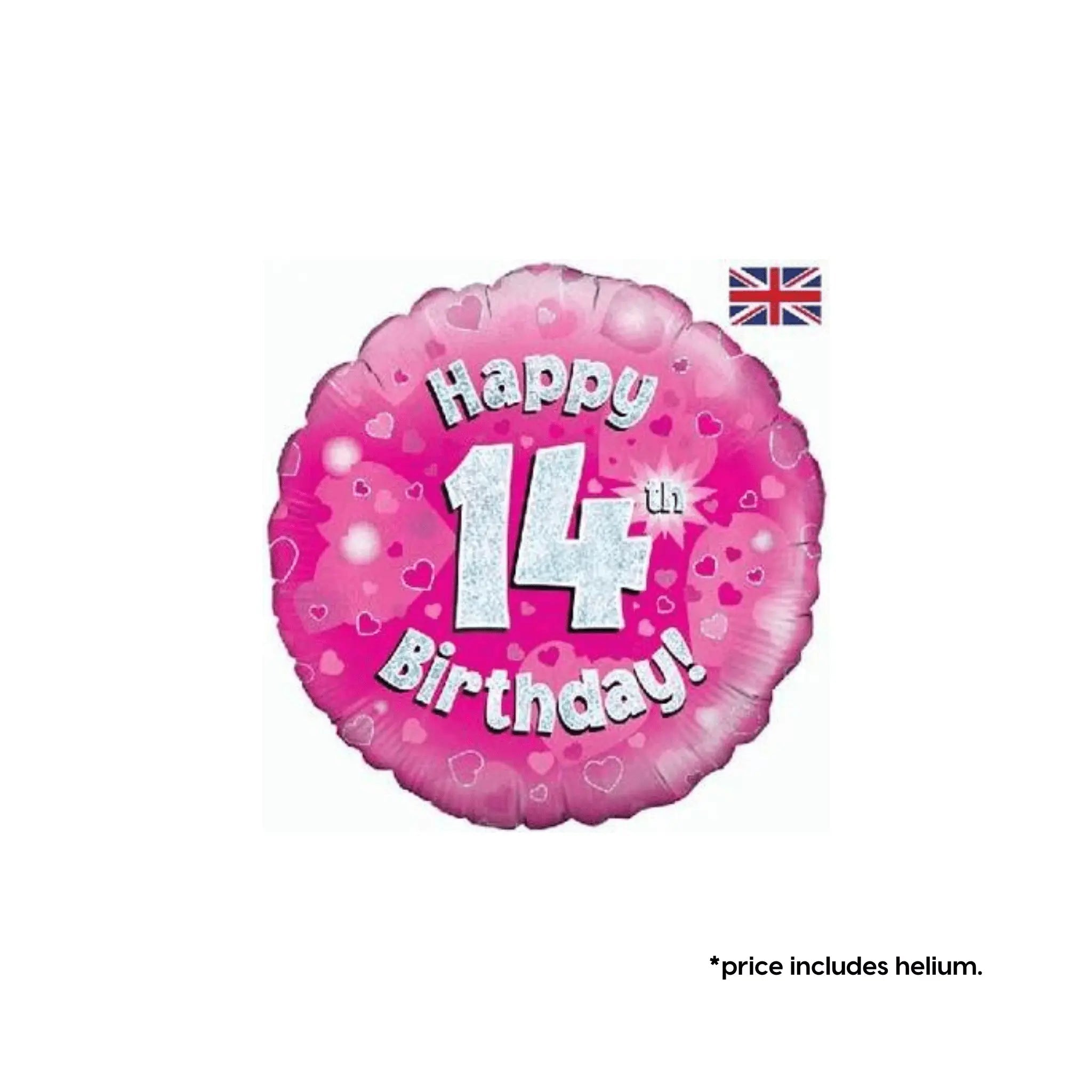 14th Birthday Balloon (Pink Sparkle) | The Party Hut