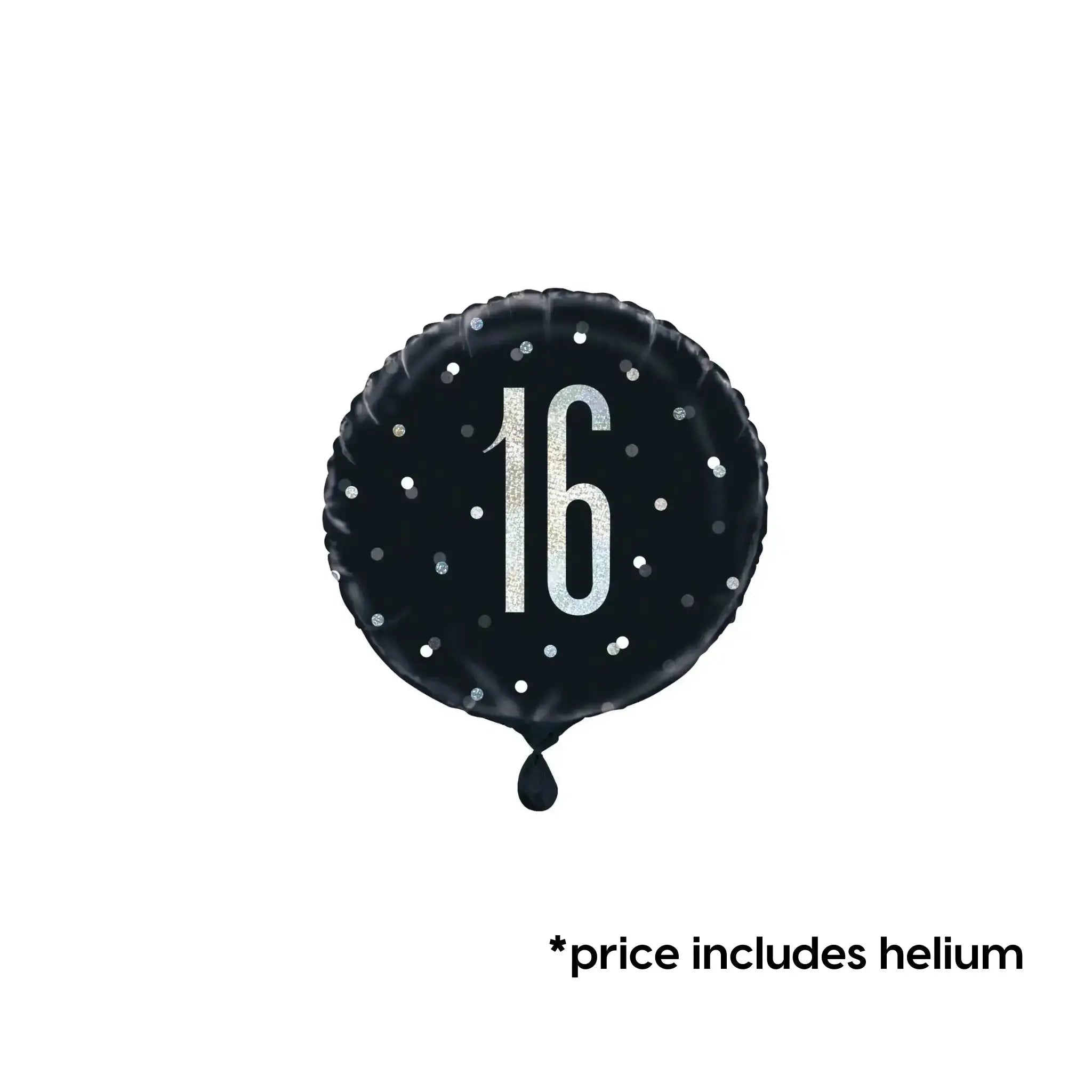 16th Birthday Balloon (Black Sparkle) | The Party Hut