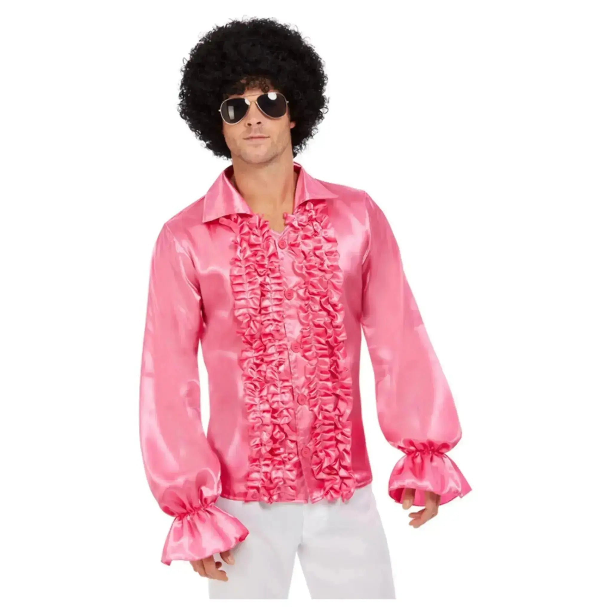 1960s Ruffled Shirt, Hot Pink | The Party Hut
