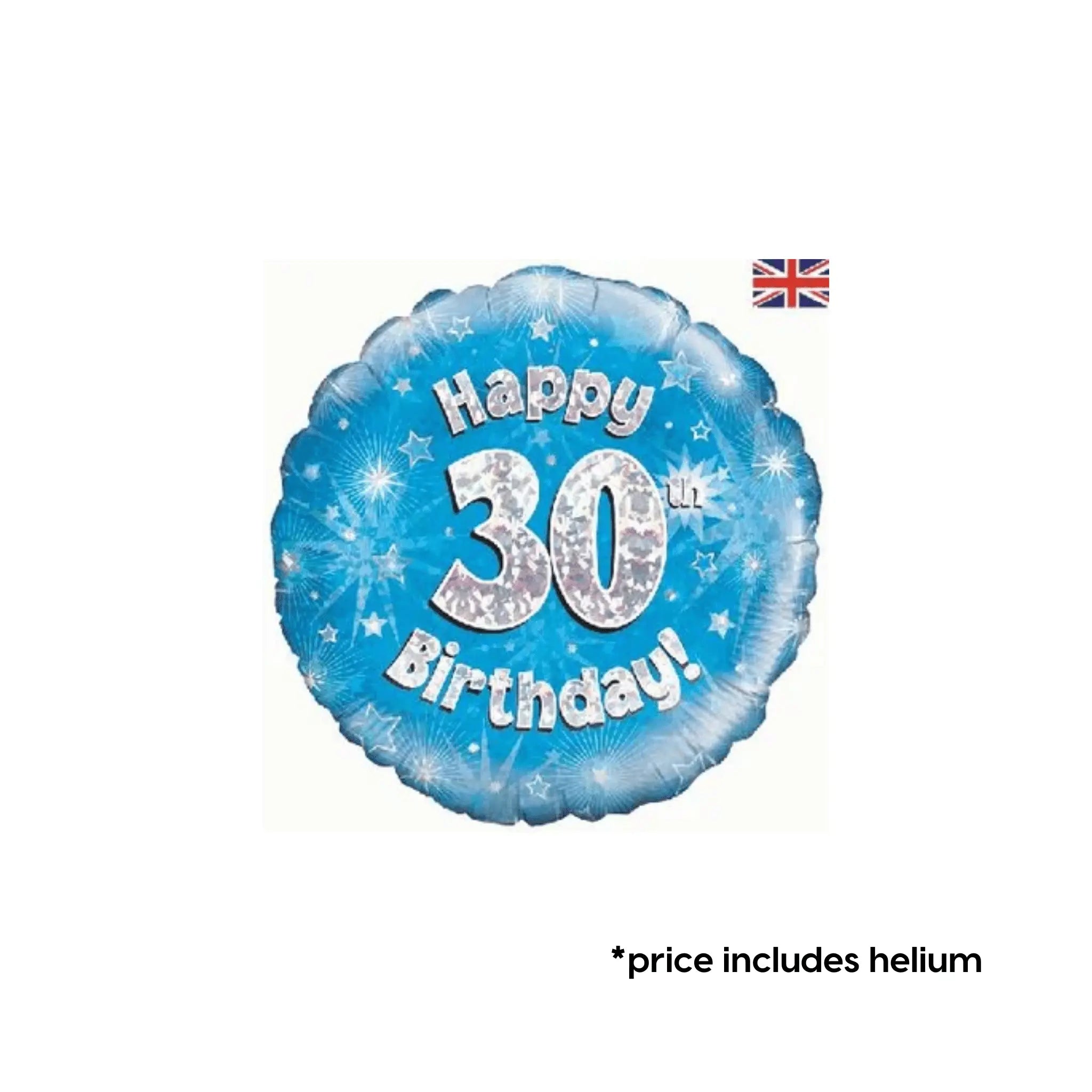 30th Birthday Balloon (Blue Sparkle) | The Party Hut