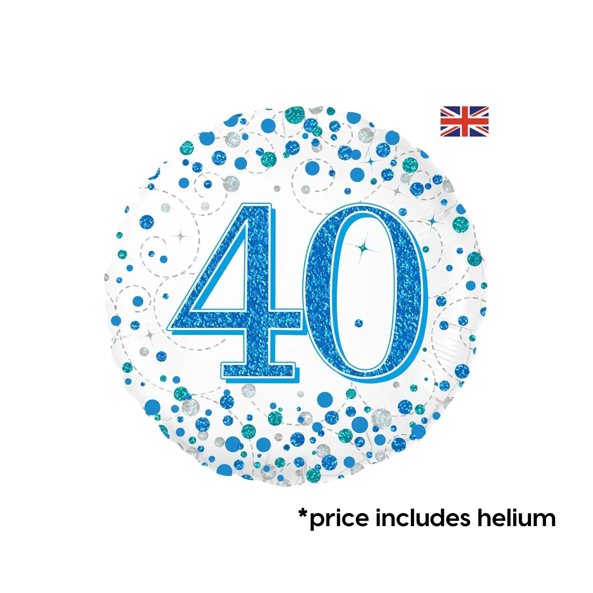 40th Birthday Balloon (Blue Sparkle) | The Party Hut
