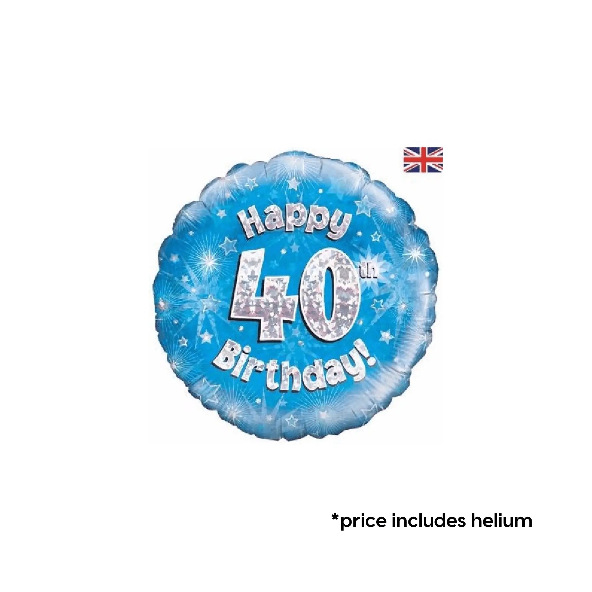 40th Birthday Balloon (Blue Sparkle) | The Party Hut