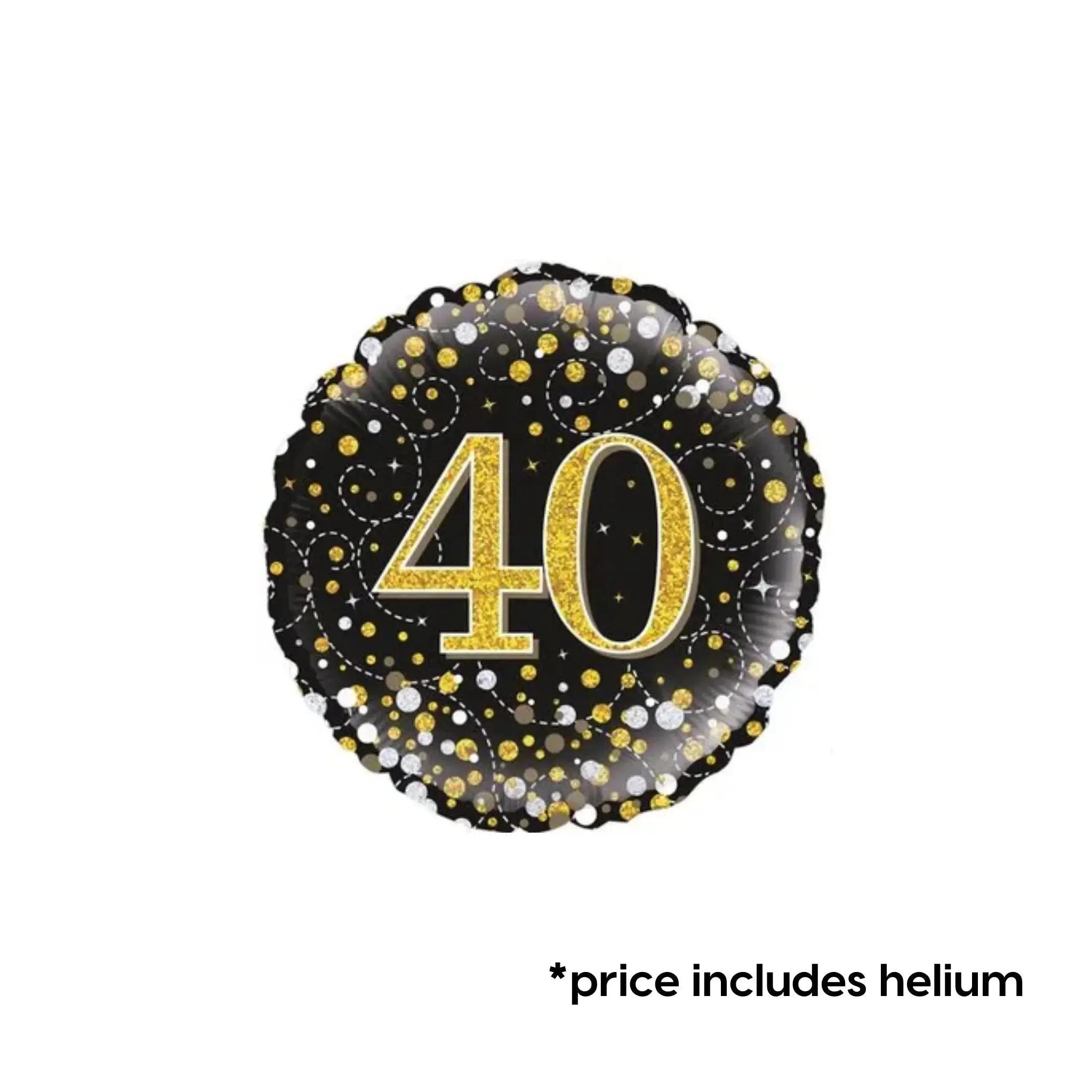 40th Birthday Balloon (Gold Sparkle) | The Party Hut