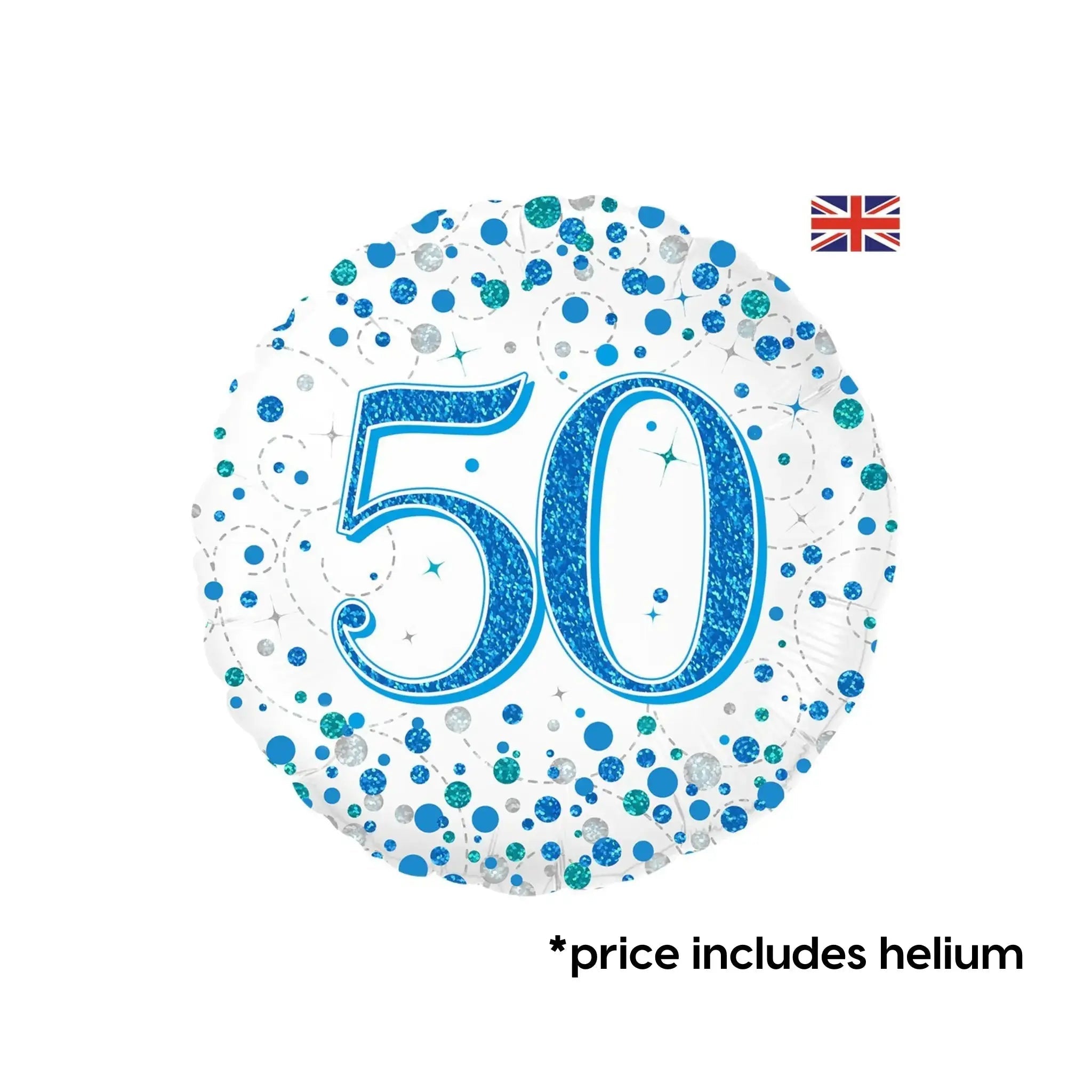 50th Birthday Balloon (Blue Sparkle) | The Party Hut