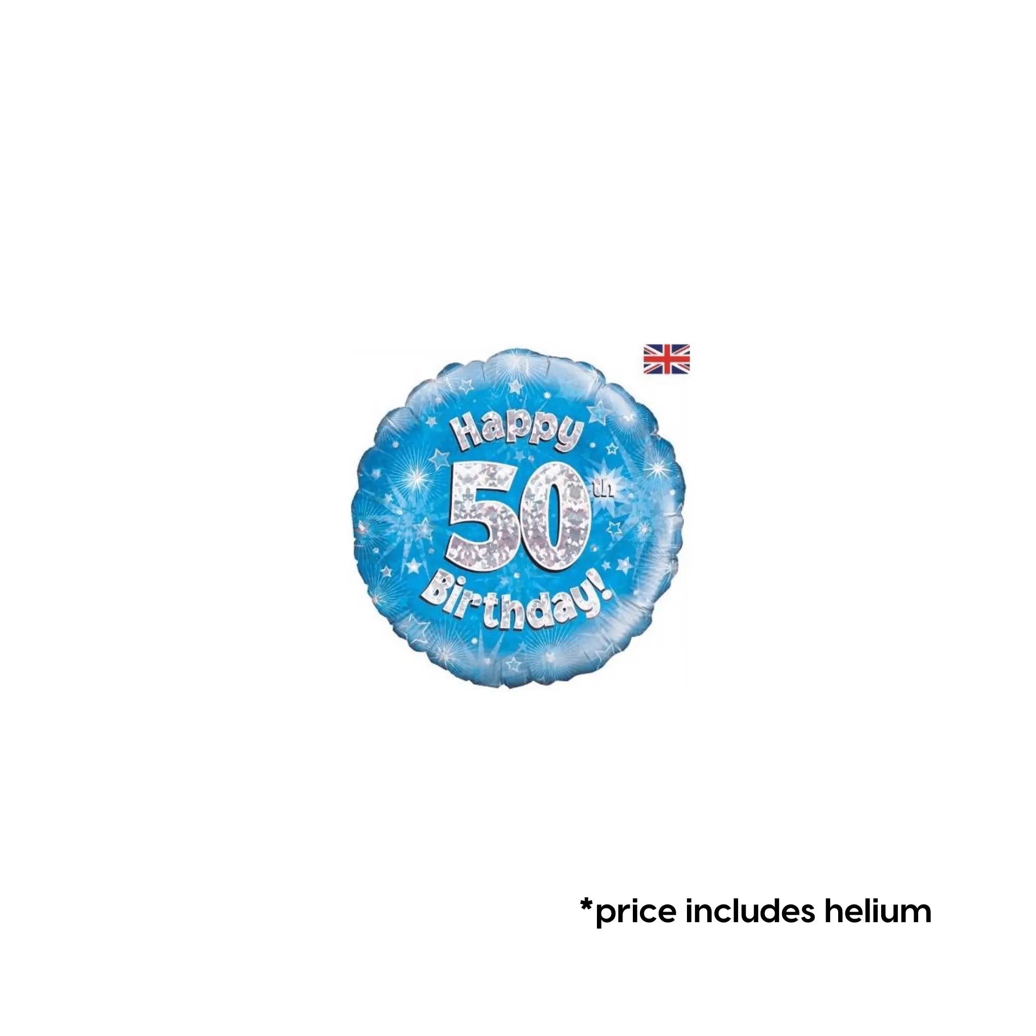 50th Birthday Balloon (Blue Sparkle) | The Party Hut