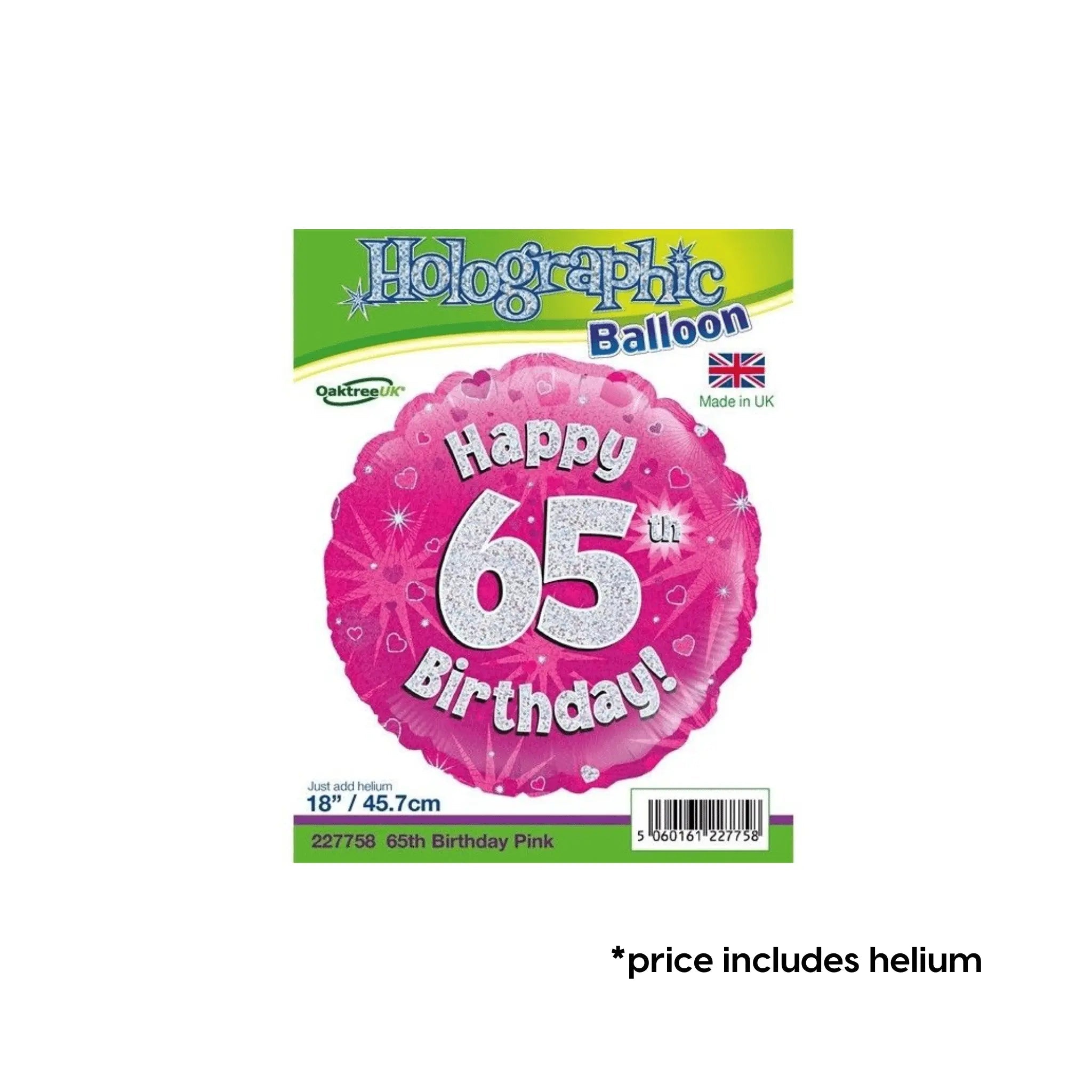 65th Birthday Balloon (Pink Sparkle) | The Party Hut