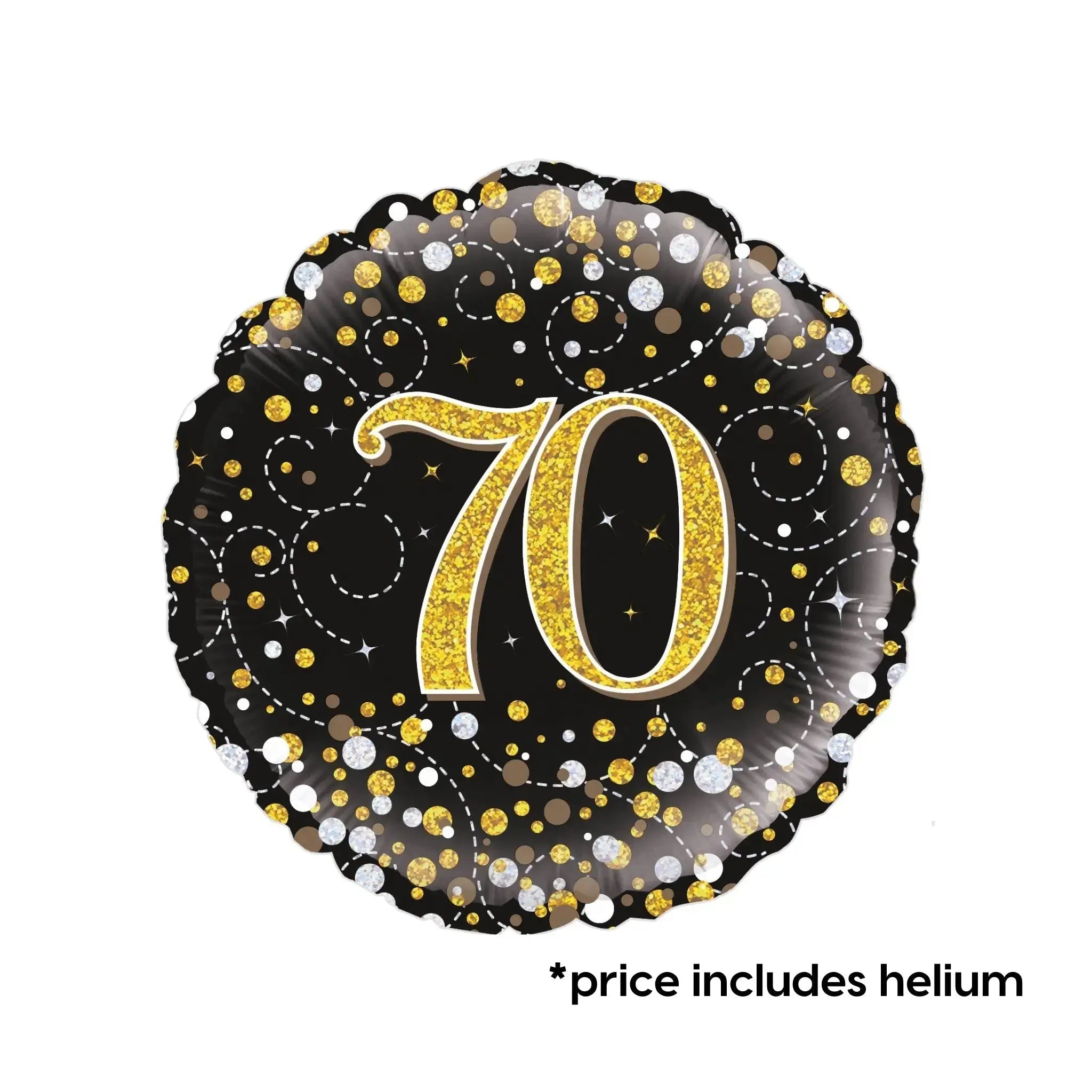 70th Birthday Balloon (Gold Sparkle) | The Party Hut