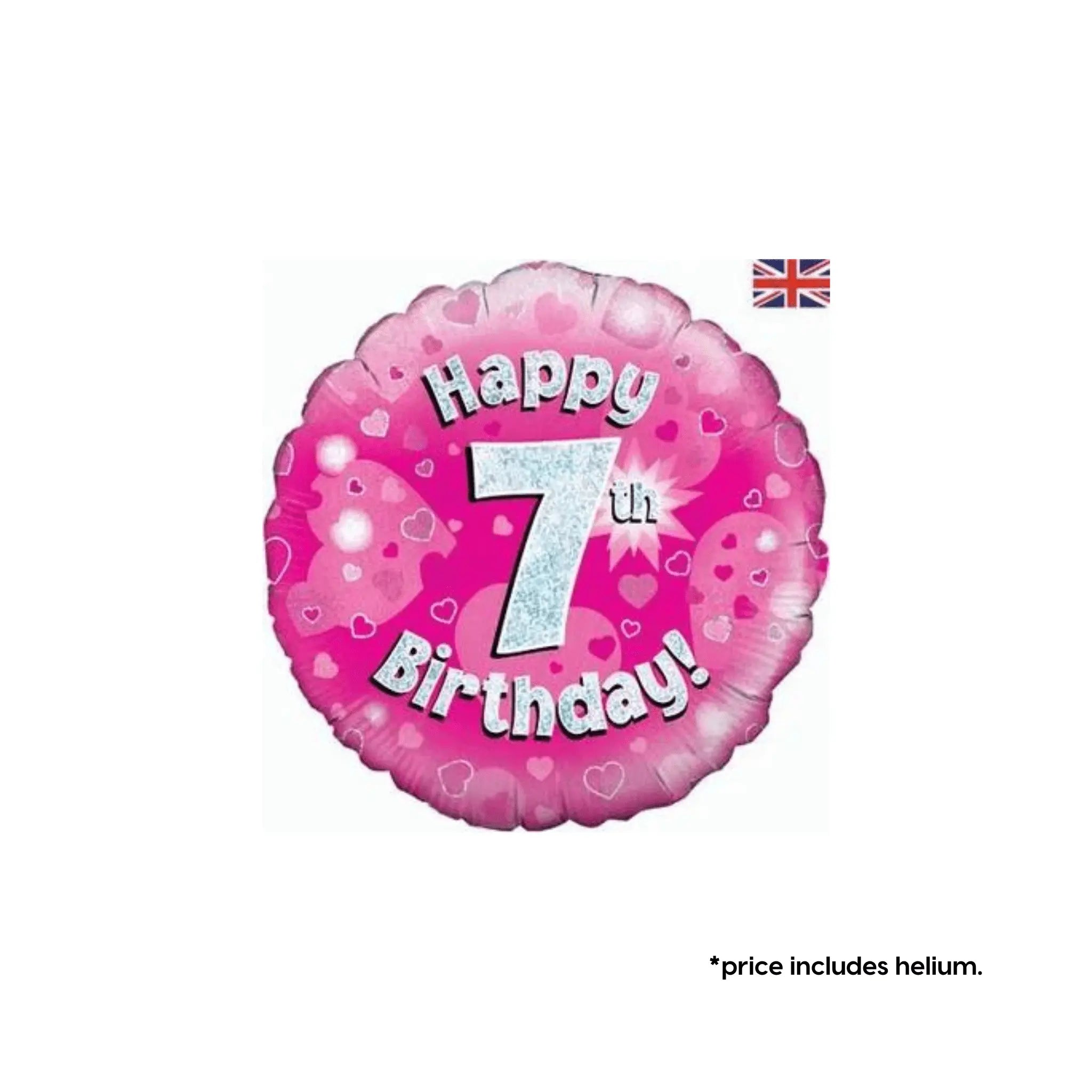 7th Birthday Balloon (Pink Sparkle) | The Party Hut