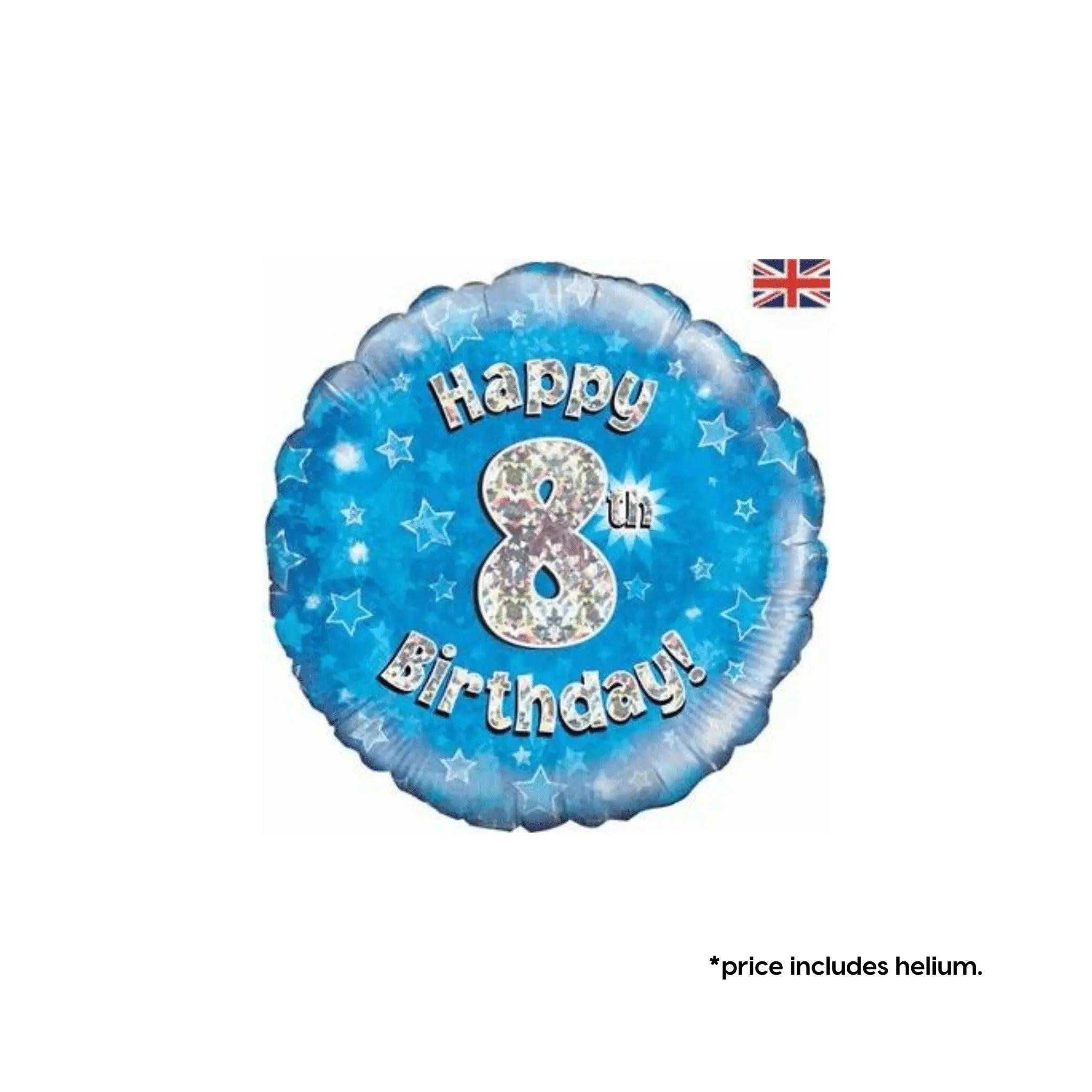 8th Birthday Balloon (Blue Sparkle) | The Party Hut