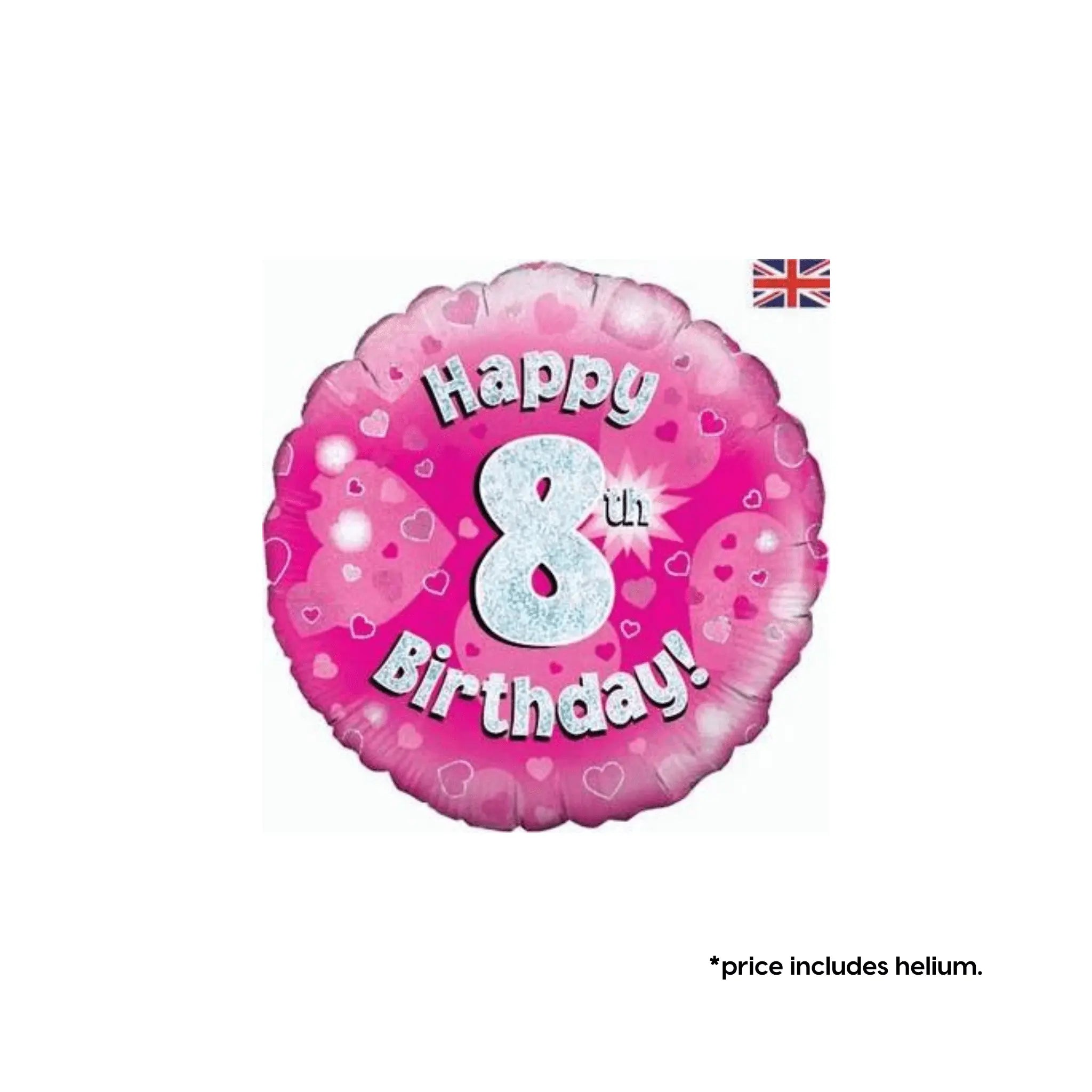 8th Birthday Balloon (Pink Sparkle) | The Party Hut