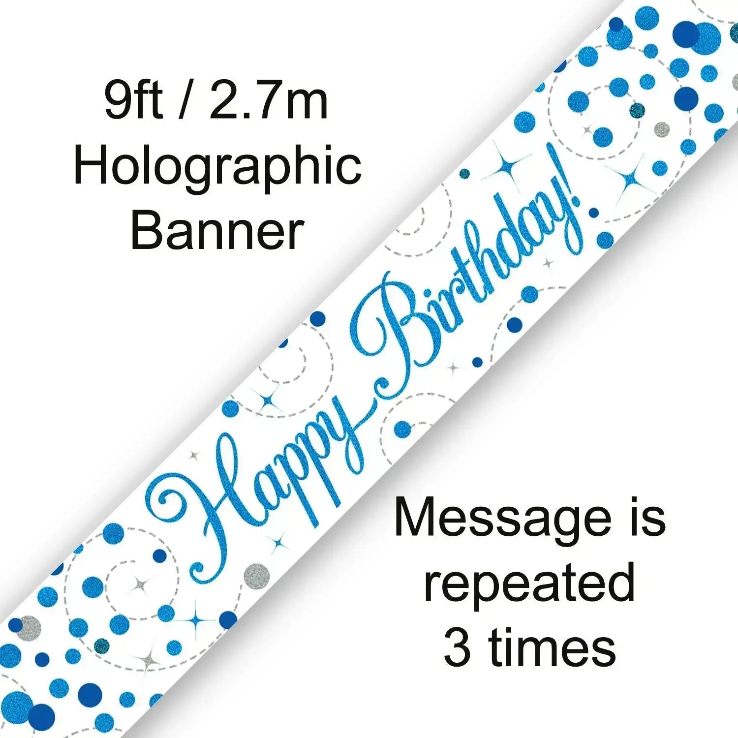 Blue Sparkle Happy Birthday Banner | The Party Hut