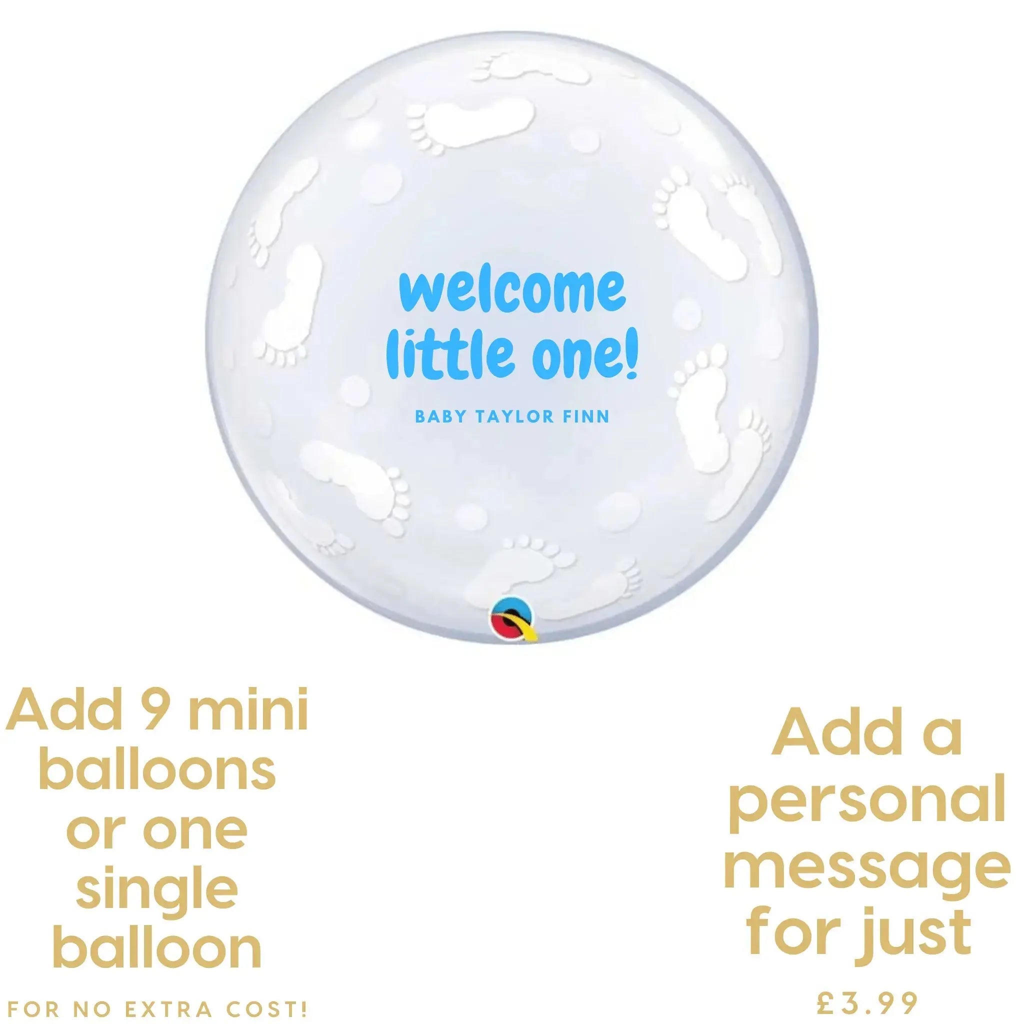 Deco Bubble Balloon - Baby Footprints | The Party Hut