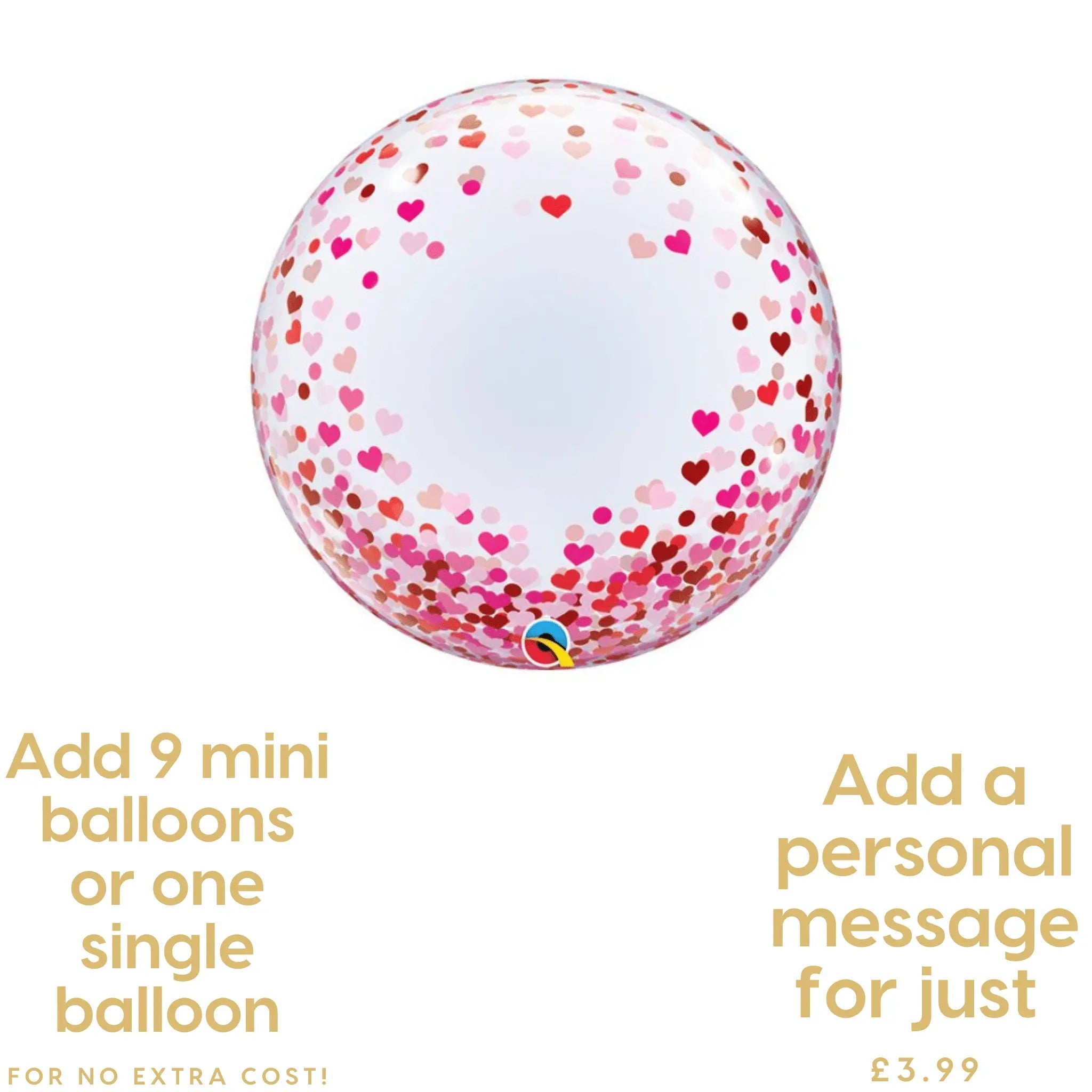Deco Bubble Balloon - Red & Pink Confetti Hearts | The Party Hut
