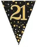 Happy Birthday Bunting (Gold Sparkle) 3.9m | The Party Hut
