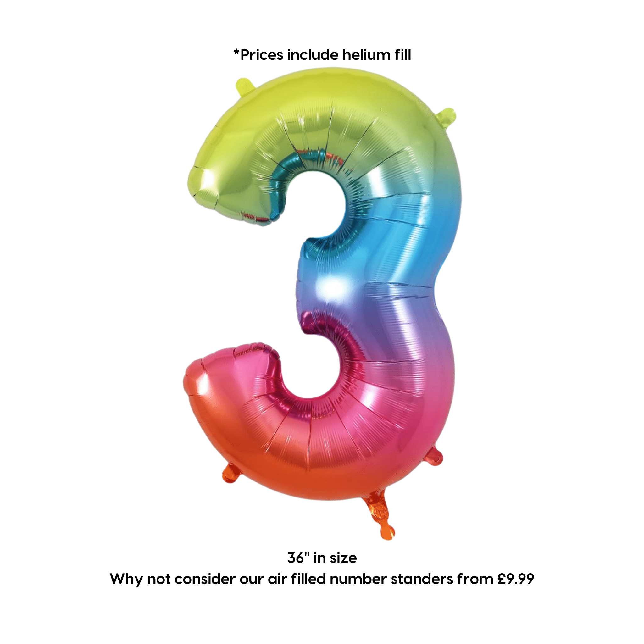 Large Rainbow Foil Number Balloons | The Party Hut