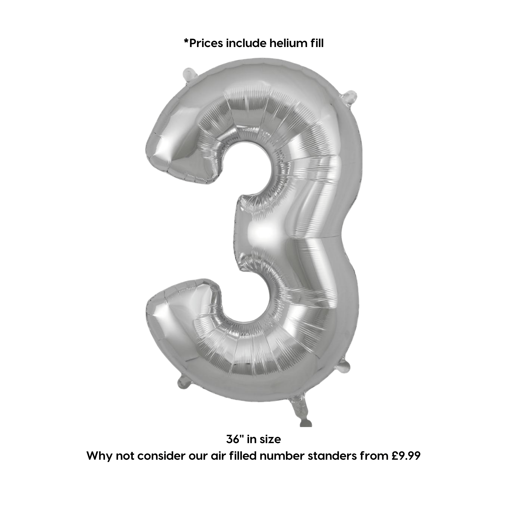 Large Silver Foil Number Balloons | The Party Hut