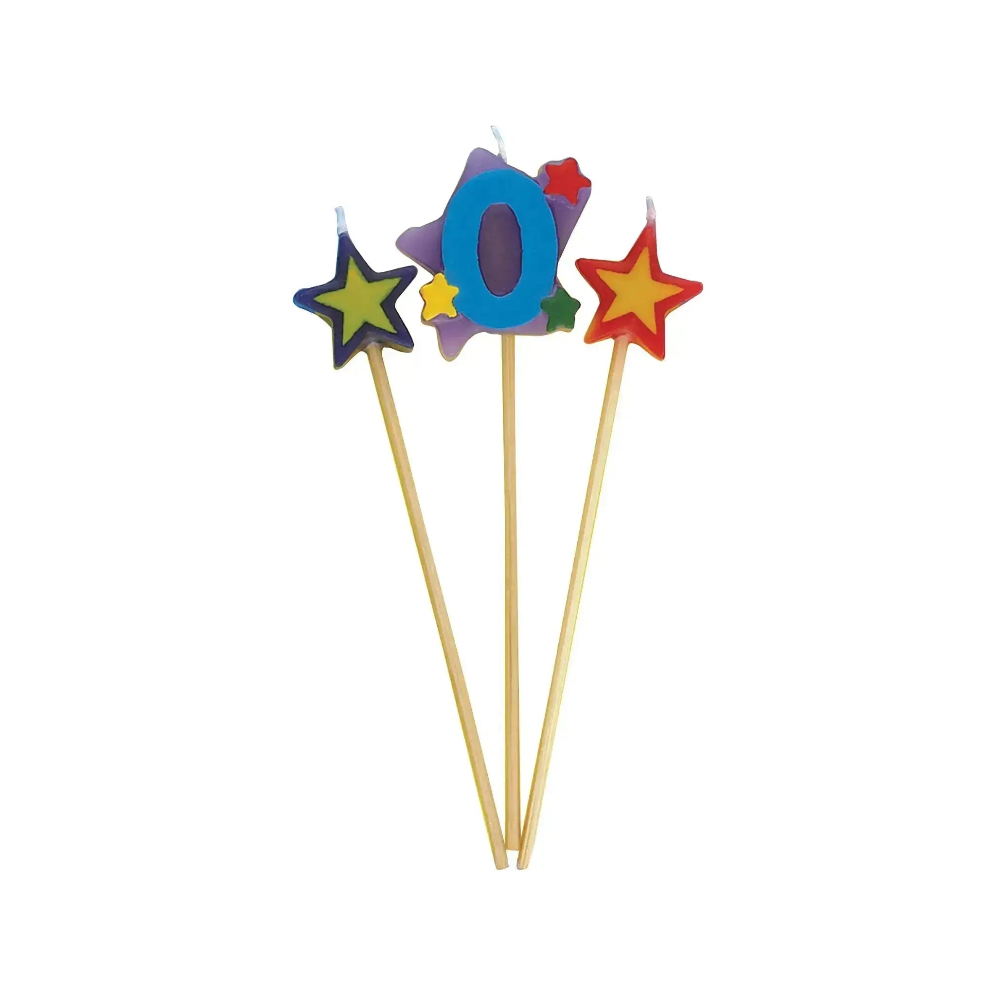 Number 0 Star Pick Birthday Candles Set | The Party Hut