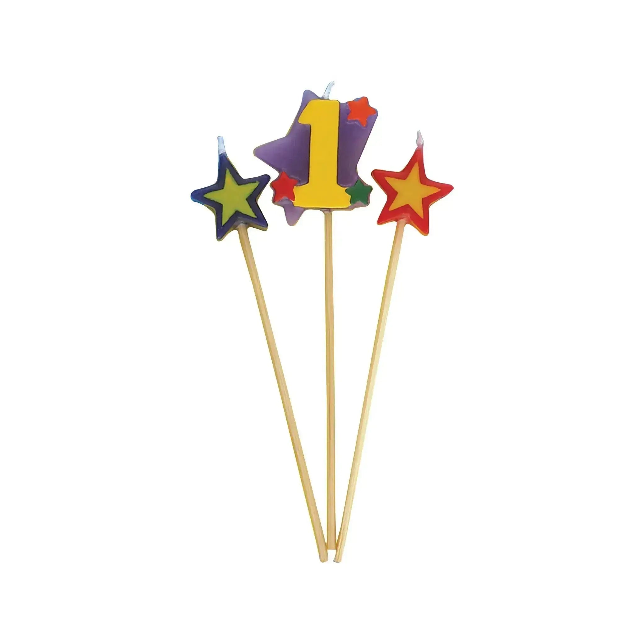 Number 1 Star Pick Birthday Candles Set | The Party Hut