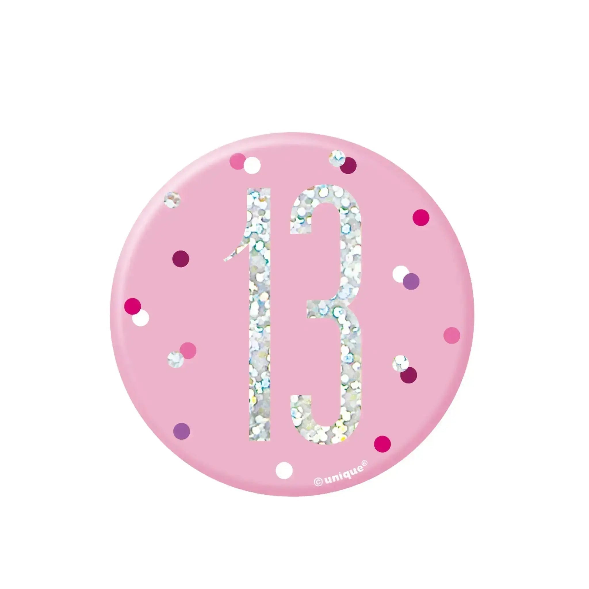 Pink Glitz, Age 13 Badge | The Party Hut
