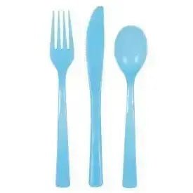 Powder Blue Solid Assorted Plastic Cutlery, 18ct | The Party Hut