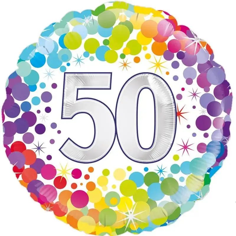 Rainbow Confetti, Age 50 Balloon | The Party Hut
