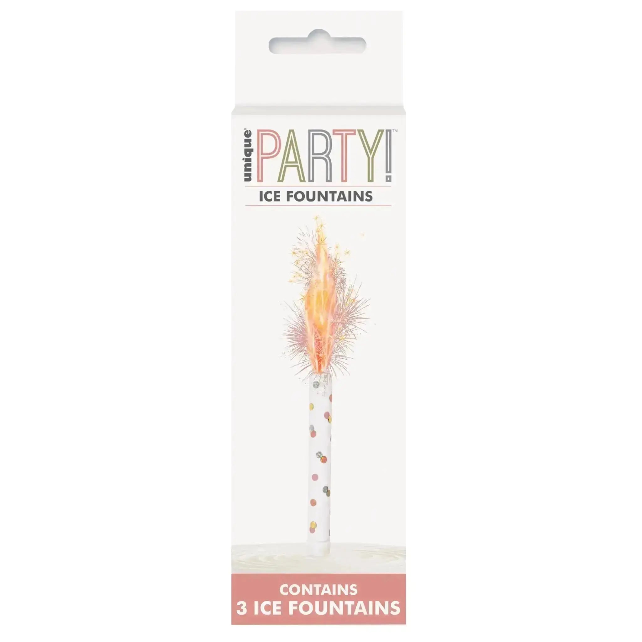 Rose Gold Sparkle Ice Fountain Candles - pack of 3 | The Party Hut