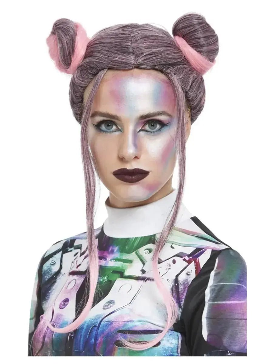Space Buns Wig, Black & Pink | The Party Hut