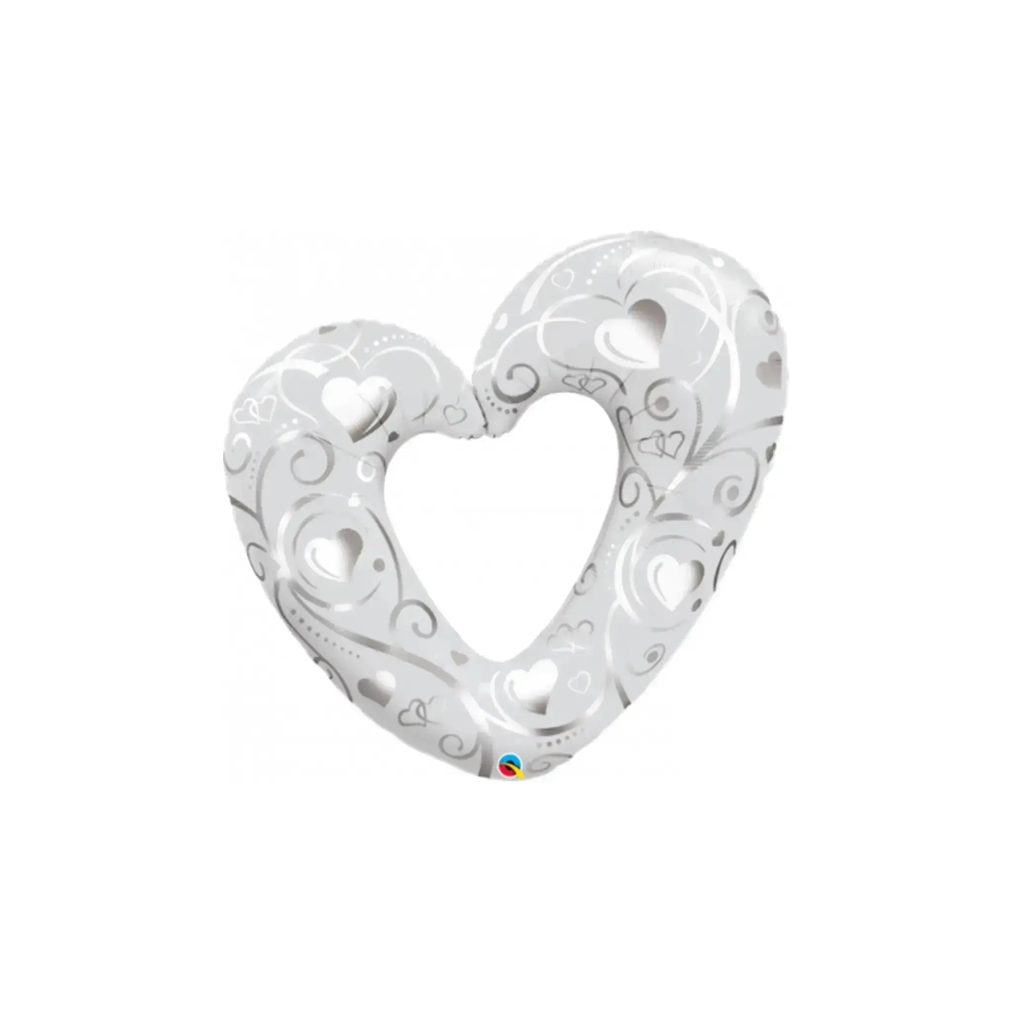 Swirling Silver Open Heart Balloon | The Party Hut