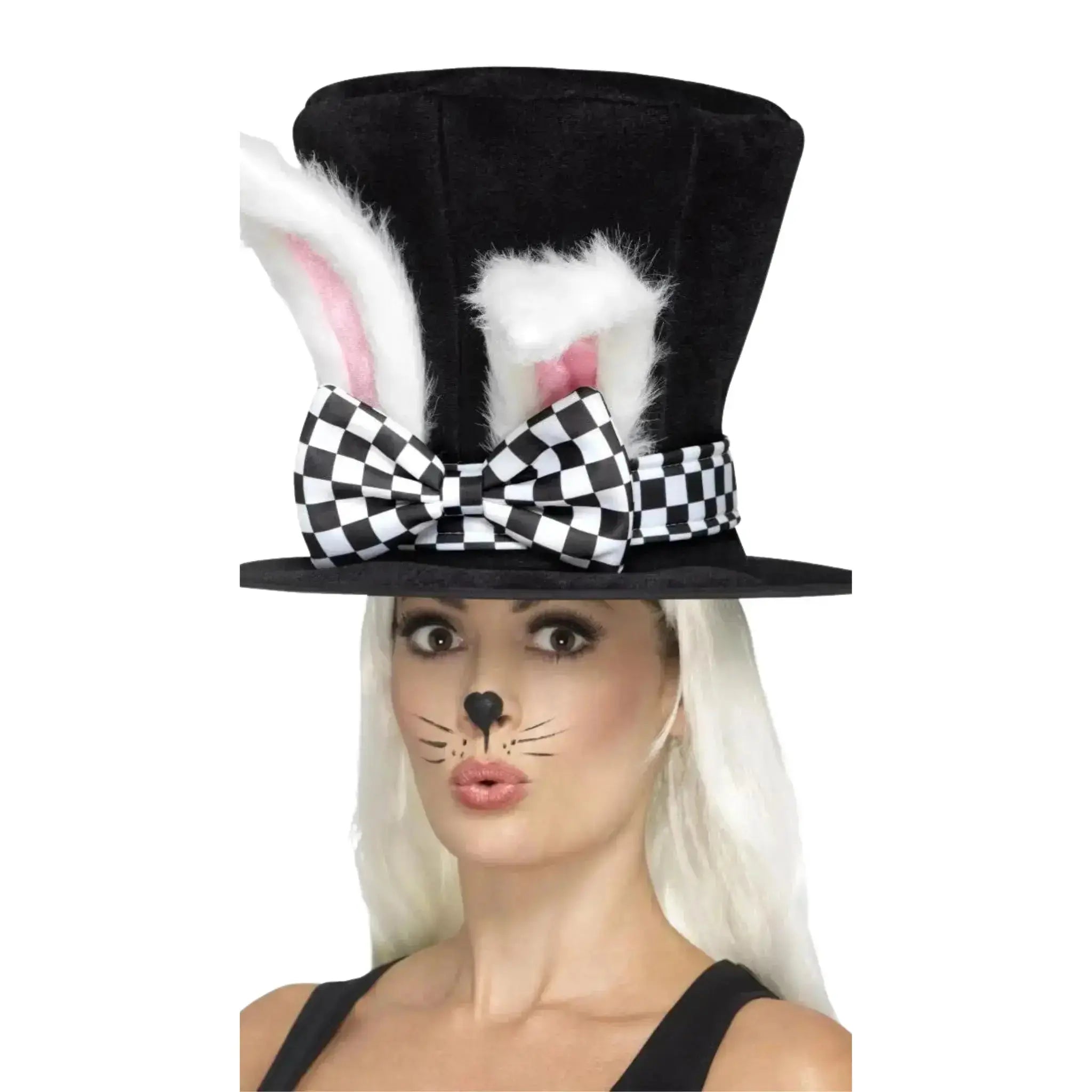 Tea Party March Hare Top Hat, Black & White | The Party Hut