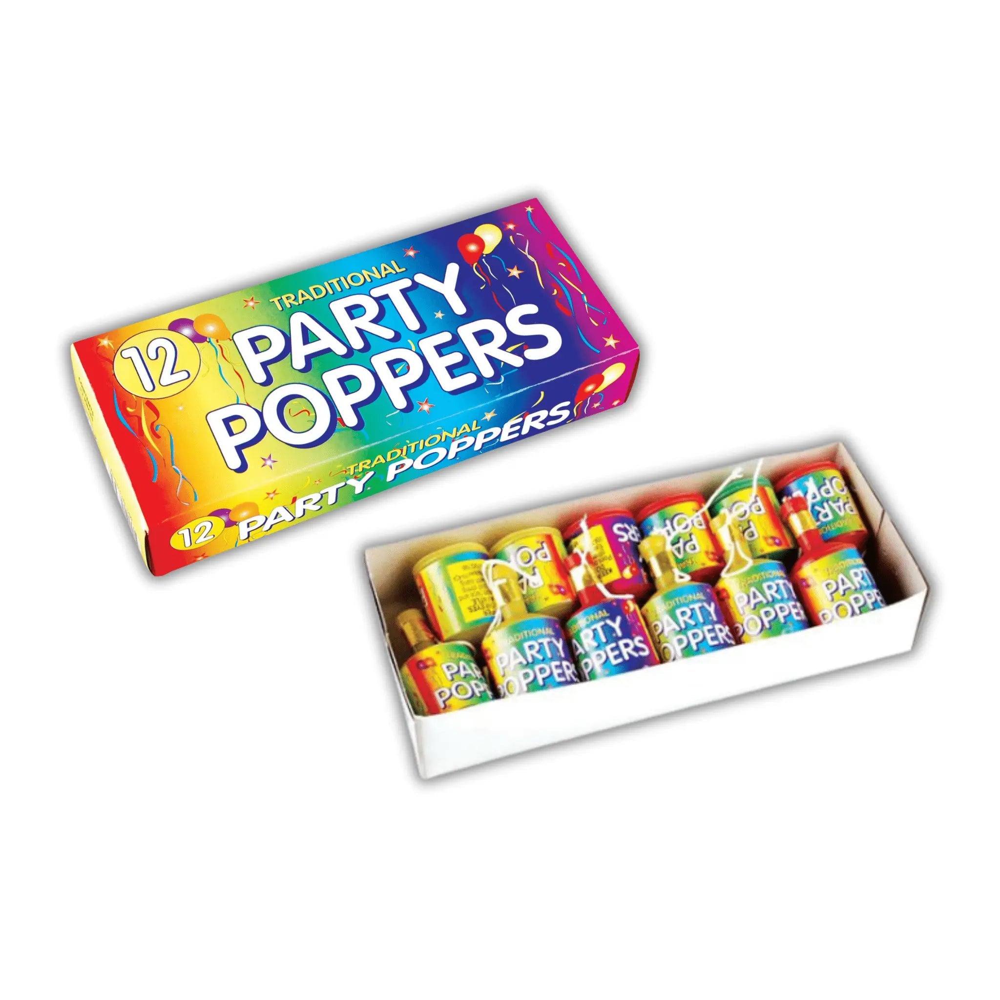 Traditional Party Poppers (pack of 12) | The Party Hut