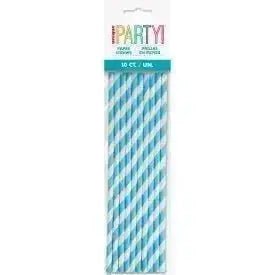 10pk Blue Straws | The Party Hut