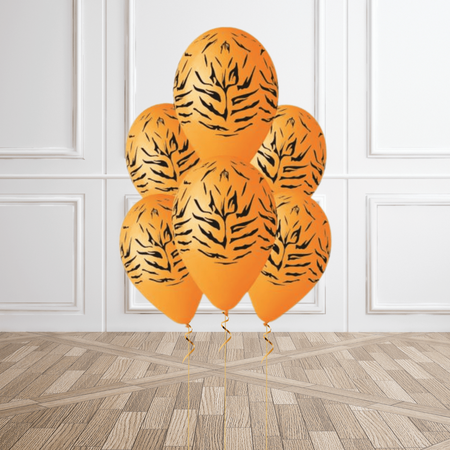 13" Big Cat Tiger Stripes Balloons - Pack of 6 (Helium Option Available) | The Party Hut