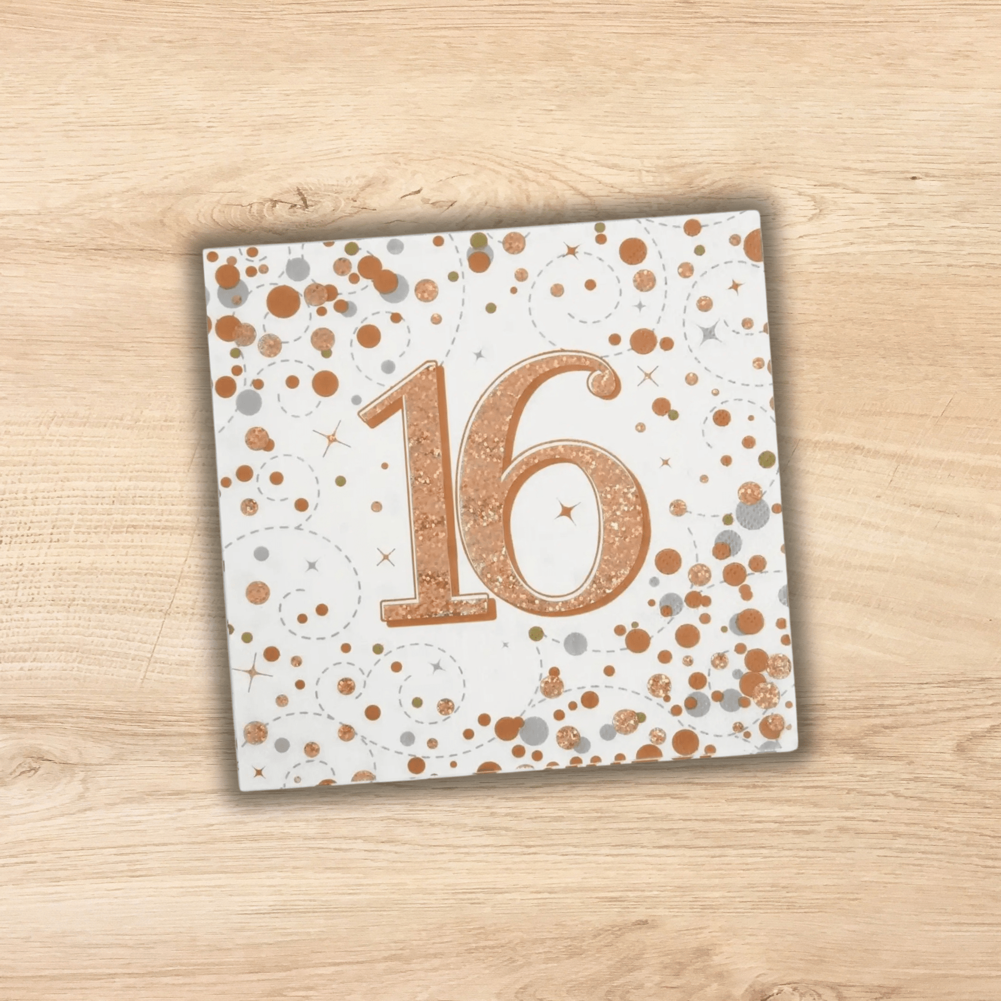 16pk 16th Birthday Sparkling Fizz Rose Gold Napkins