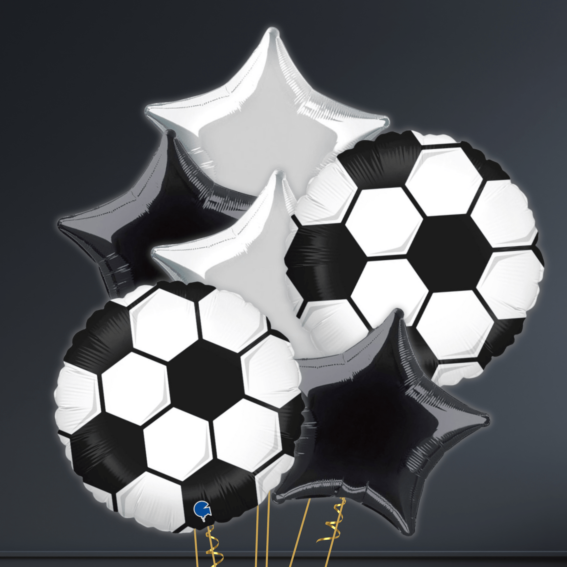 18" Black and White Football Foil Balloon