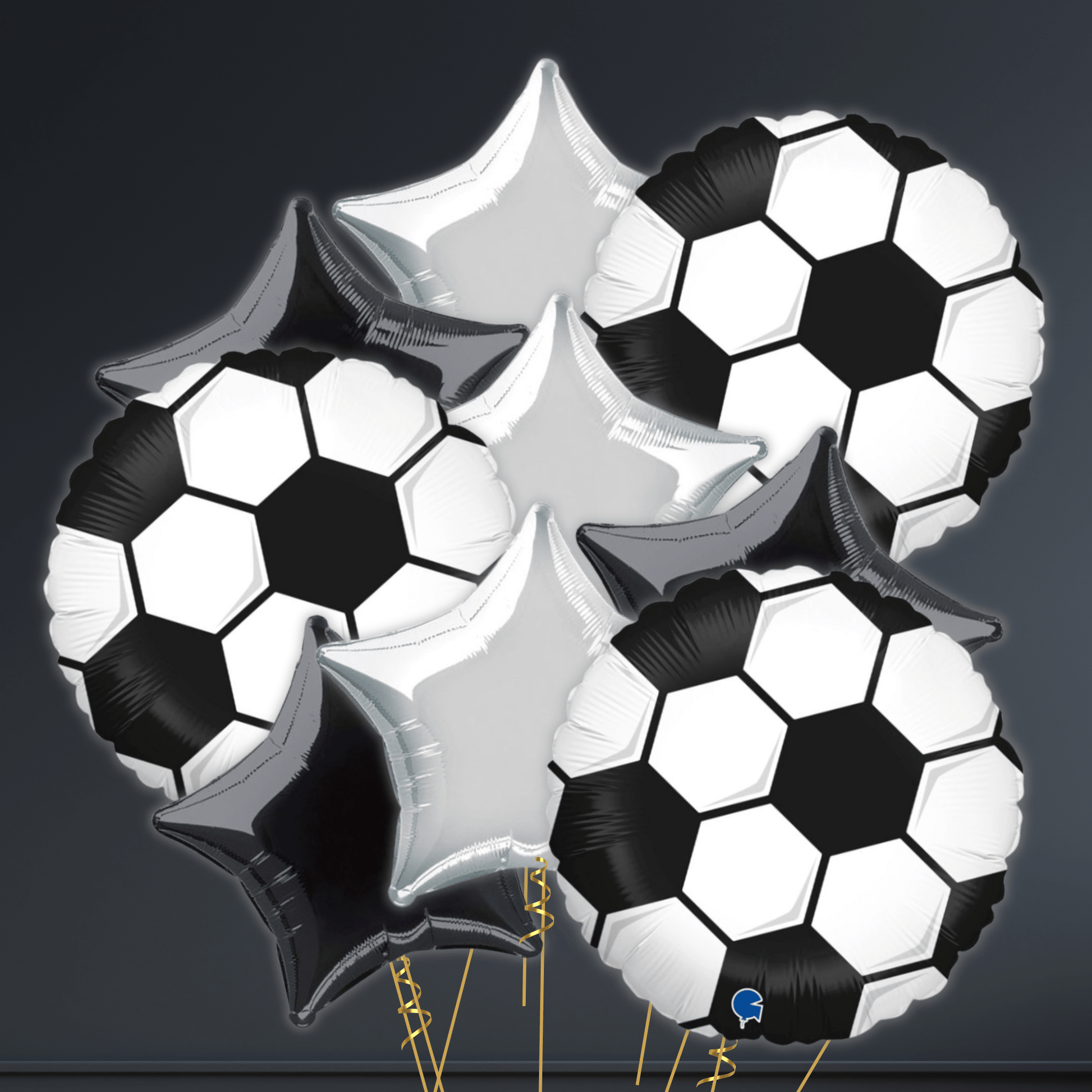 18" Black and White Football Foil Balloon