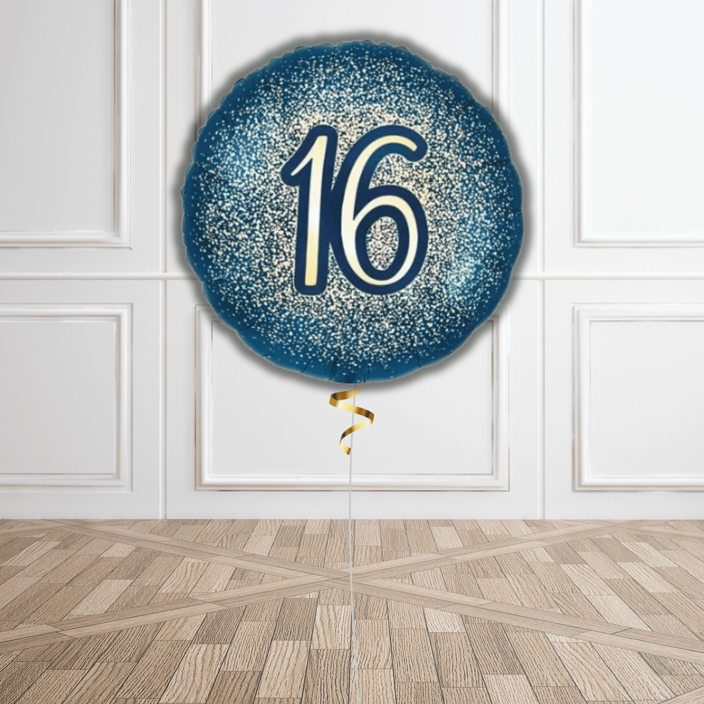 18 - Inch 16th Metallic Glitter Birthday Navy & Gold Balloon | The Party Hut