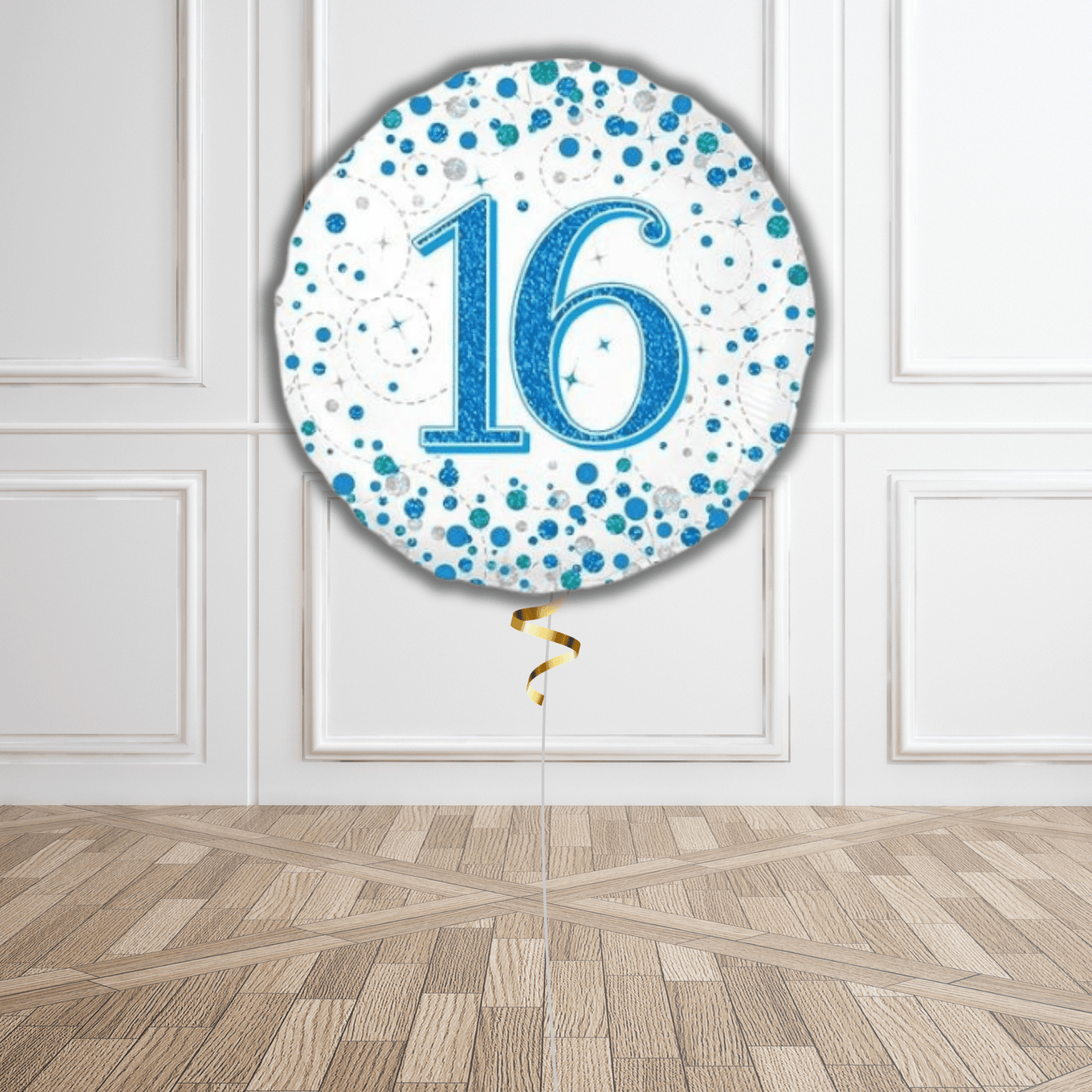 18 - Inch 16th Sparkling Fizz Birthday Blue Holographic Balloon | The Party Hut