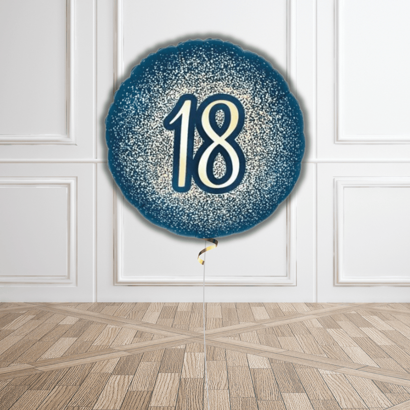 18-Inch 18th Metallic Glitter Birthday Navy & Gold Balloon