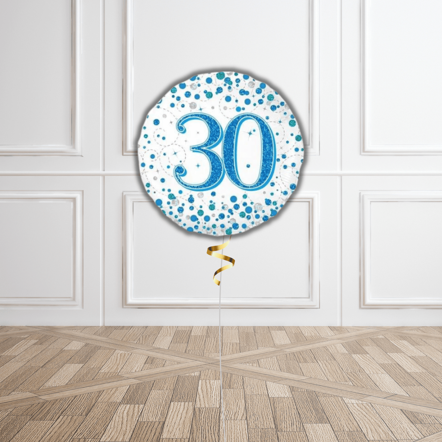 18 - inch 30th Sparkling Fizz Birthday Foil Balloon - Blue Holographic | The Party Hut