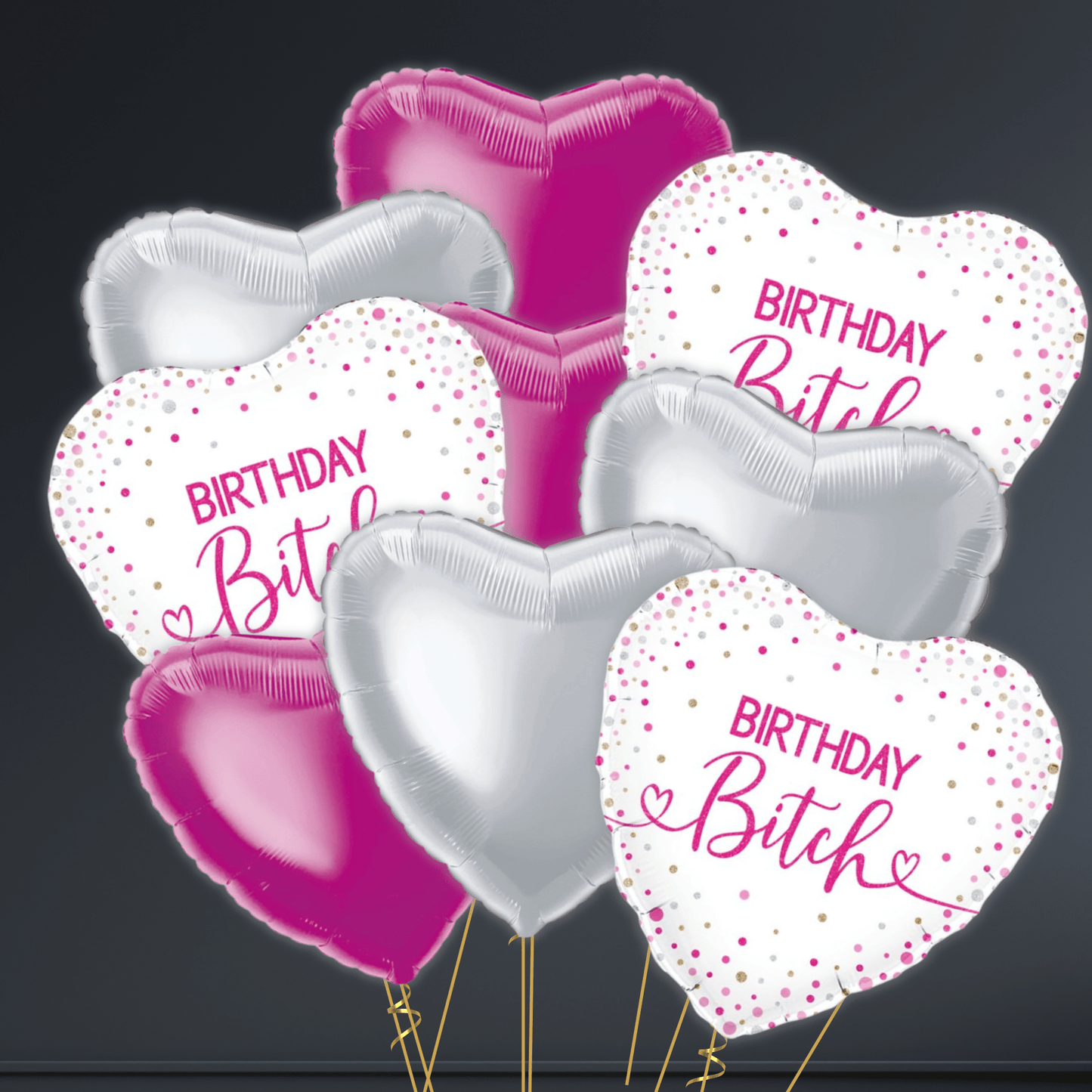 18 Inch Birthday Bitch Holographic Foil Balloon Bouquet | The Party Hut