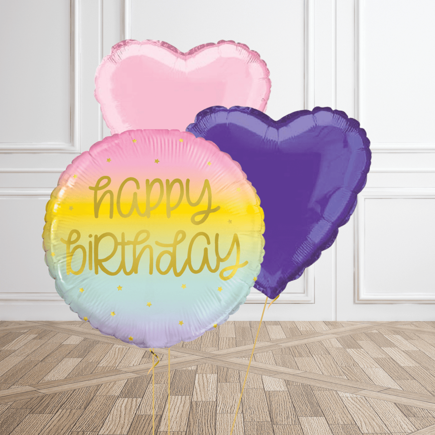 18 inch Birthday Pastel Rainbow Gold Foil Balloon | The Party Hut