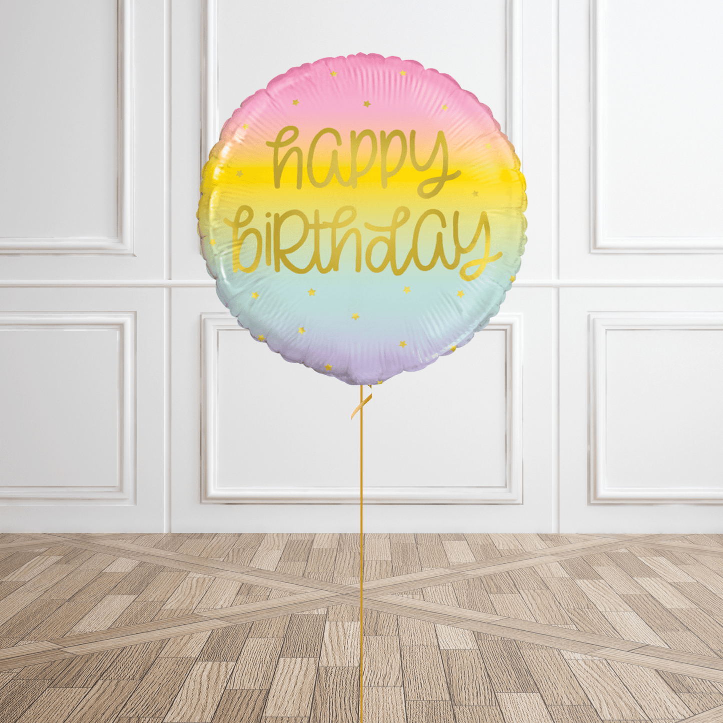 18 inch Birthday Pastel Rainbow Gold Foil Balloon | The Party Hut