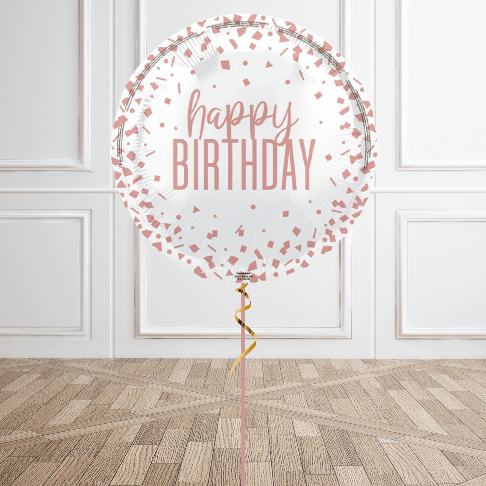 18-Inch Rose Gold Confetti Birthday Helium Balloon – Elegant Party Decoration