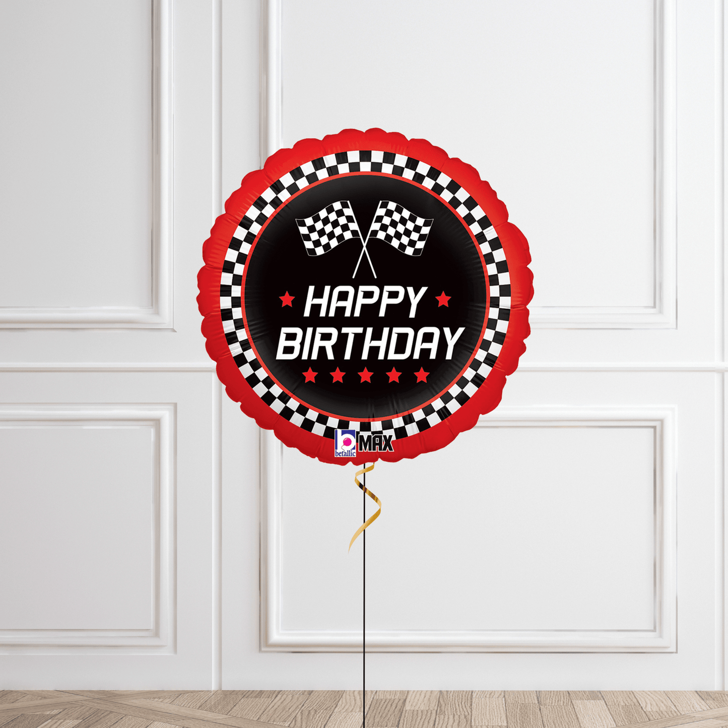 18 - Inch Checkered Flag Birthday Helium Balloon – Racing - Themed Party Decoration | The Party Hut