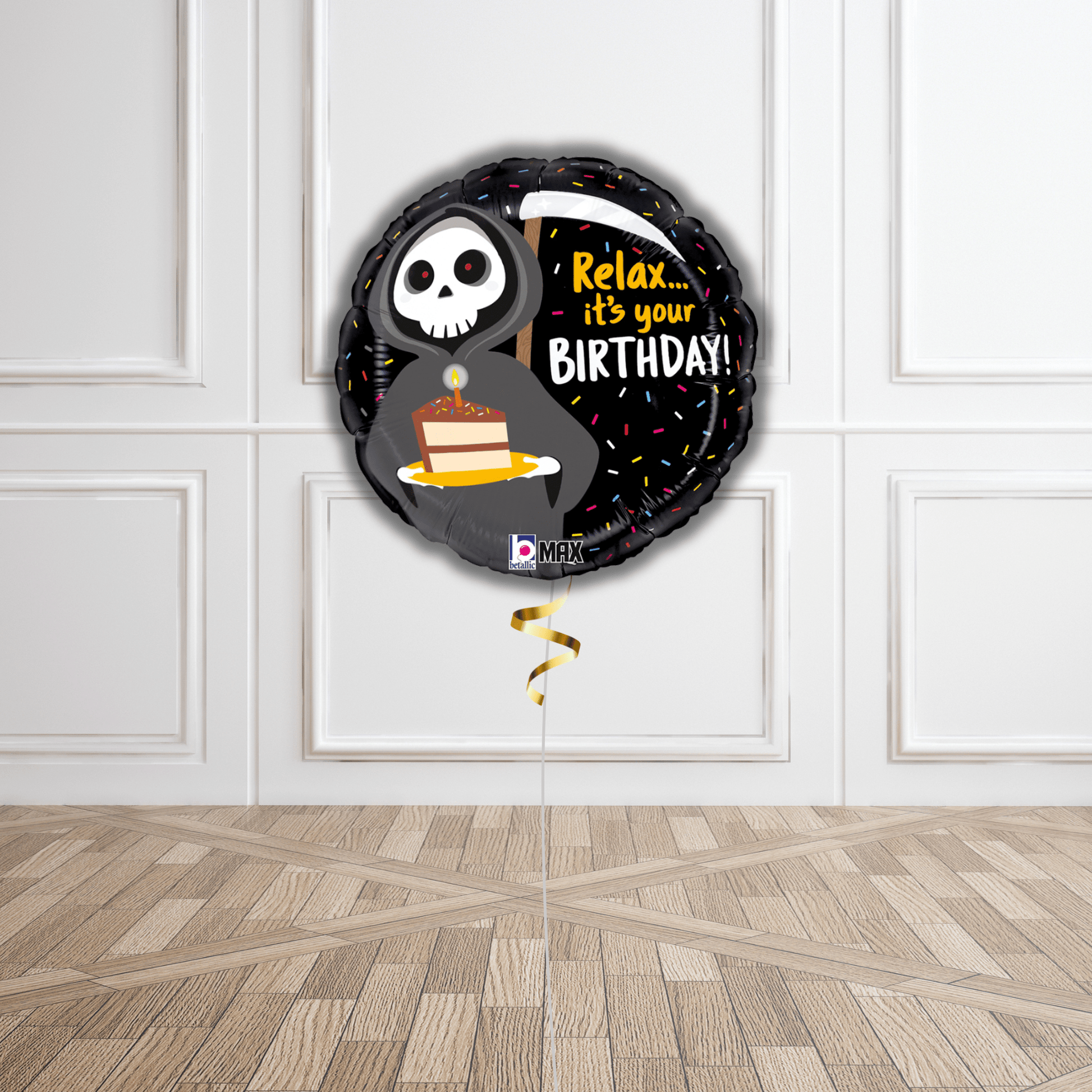 Grim Reaper Birthday Helium Balloon – Darkly Humorous Party Decoration